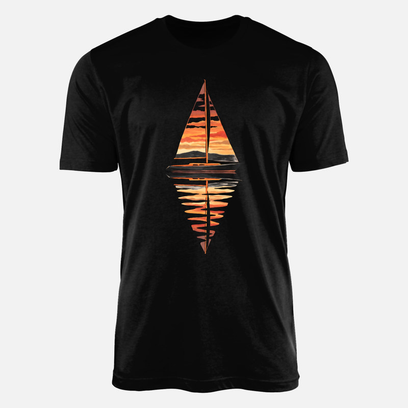 T-shirts: Voilier coucher de soleil et reflet