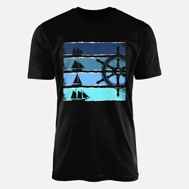 T-shirts: Voiliers et barre de bateau r&eacute;tro