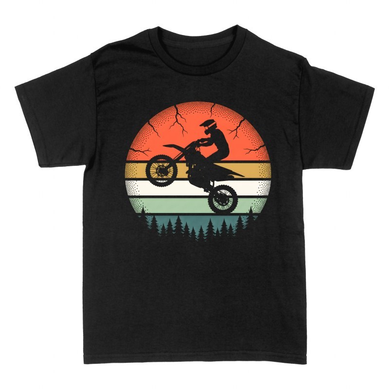 T-shirts: Saut de motocross coucher de soleil retro