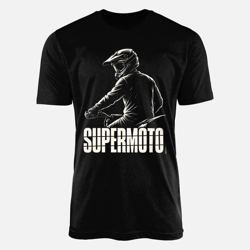 T-shirts: Pilote supermoto r&eacute;tro linogravure