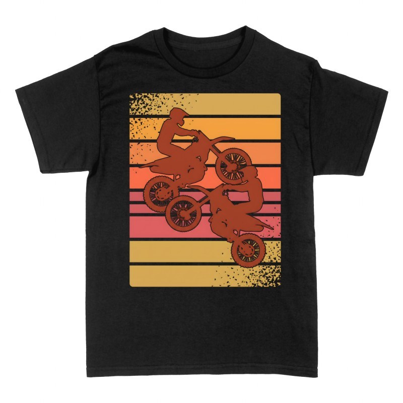 T-shirts: Pilotes de motocross au coucher de soleil retro