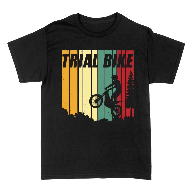 T-shirts: Moto de trial r&eacute;tro avec silhouette et rayures