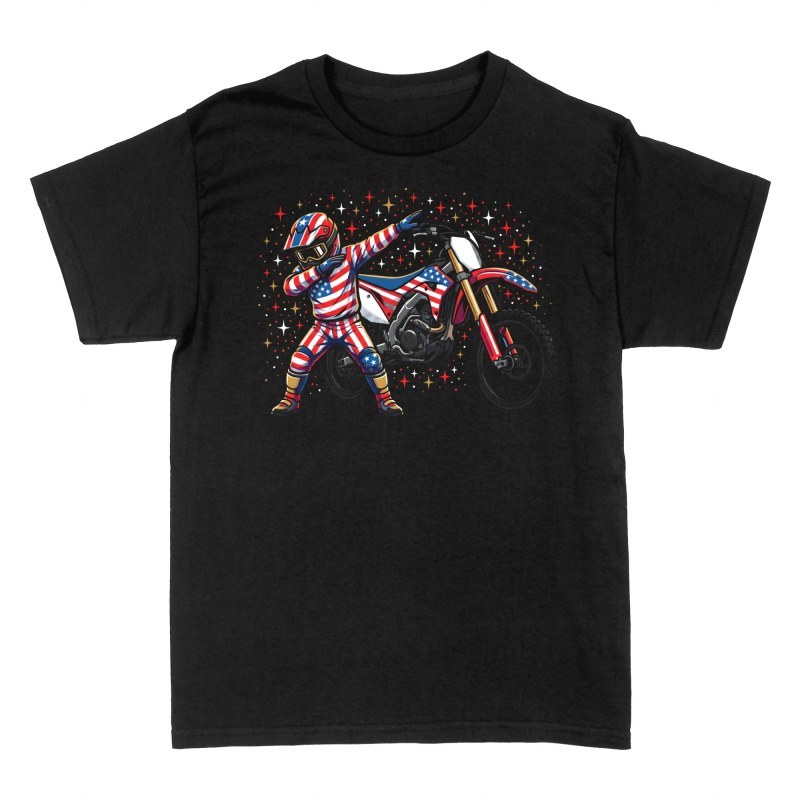 T-shirts: Pilote de motocross dabbing USA