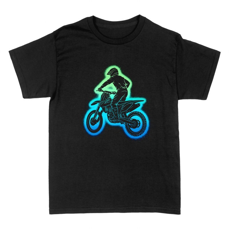 T-shirts: Pilote de motocross effet n&eacute;on