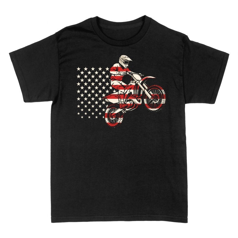 T-shirts: Pilote motocross drapeau am&eacute;ricain