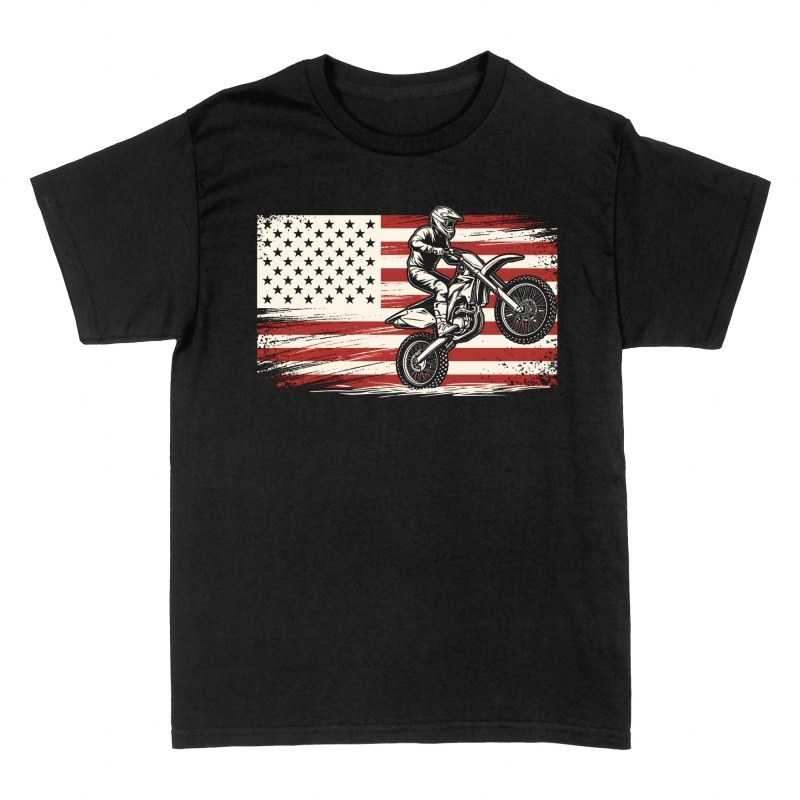 T-shirts: Motocross drapeau am&eacute;ricain vintage