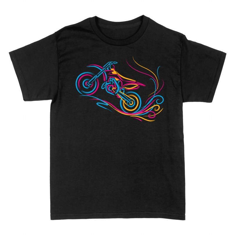 T-shirts: Moto cross aux trac&eacute;s n&eacute;on