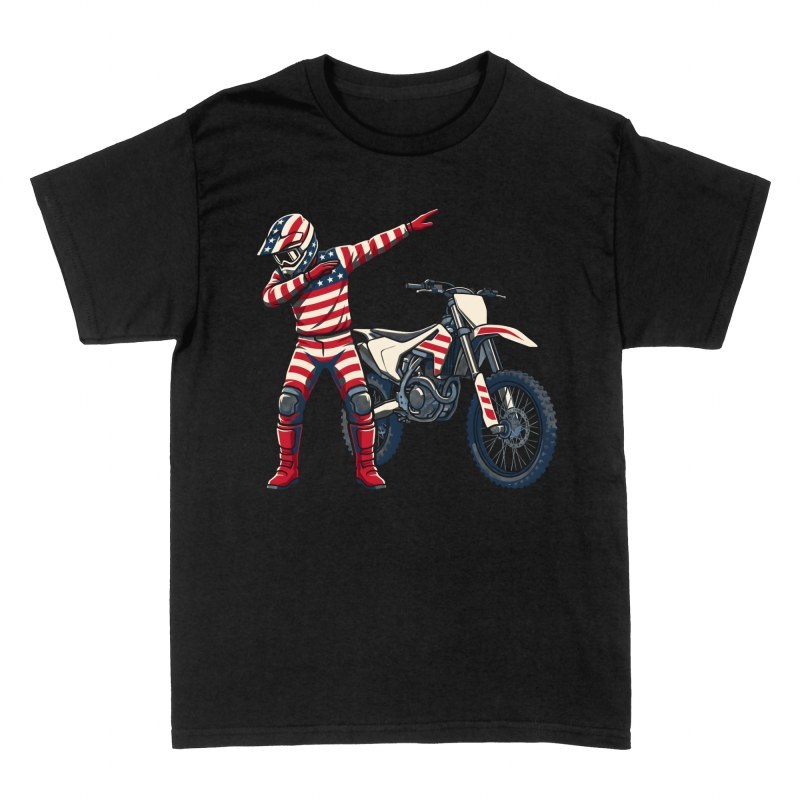 T-shirts: Pilote de motocross dab drapeau USA