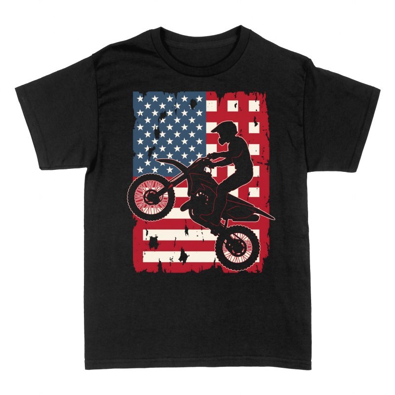 T-shirts: Pilote de motocross et drapeau am&eacute;ricain