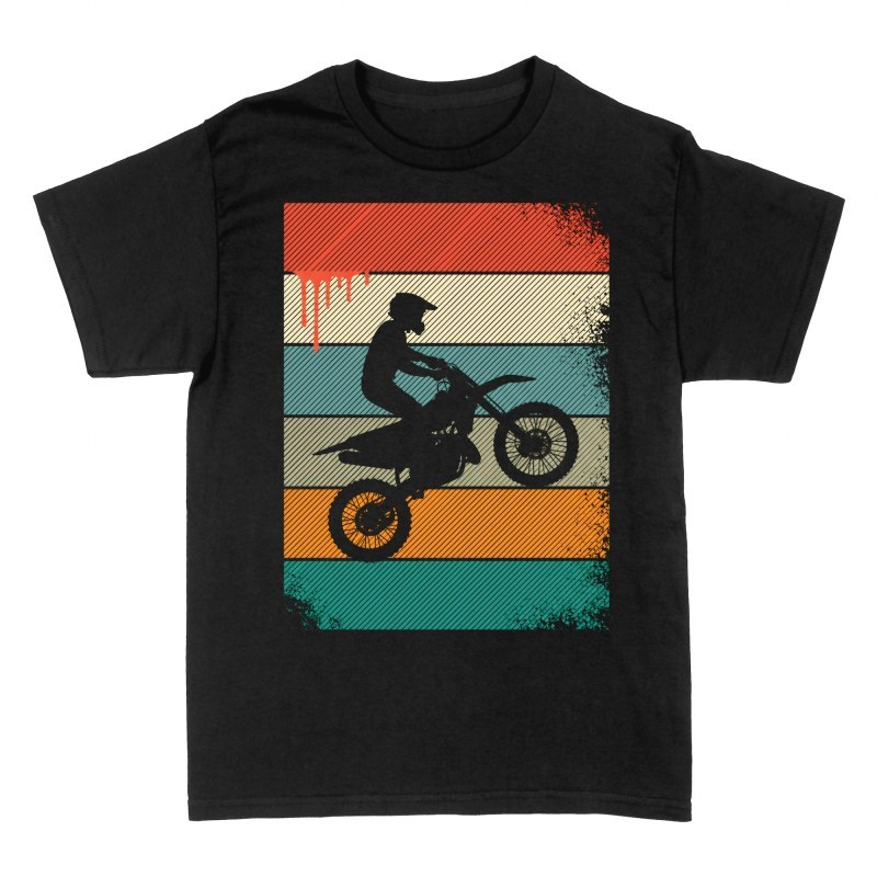 T-shirts: Rider de motocross en roue arri&egrave;re r&eacute;tro