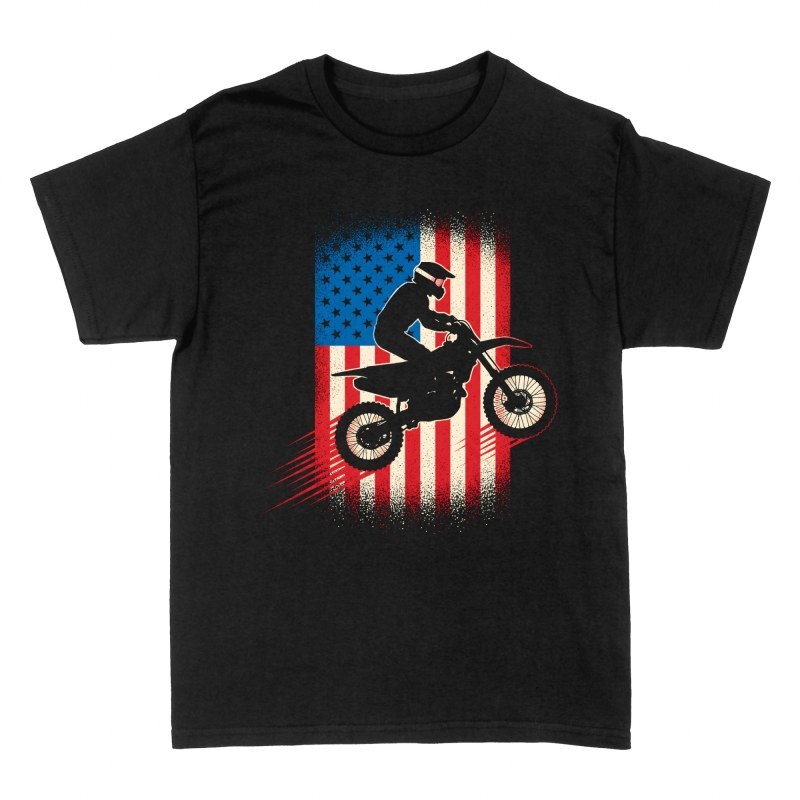 T-shirts: Motocross et drapeau am&eacute;ricain