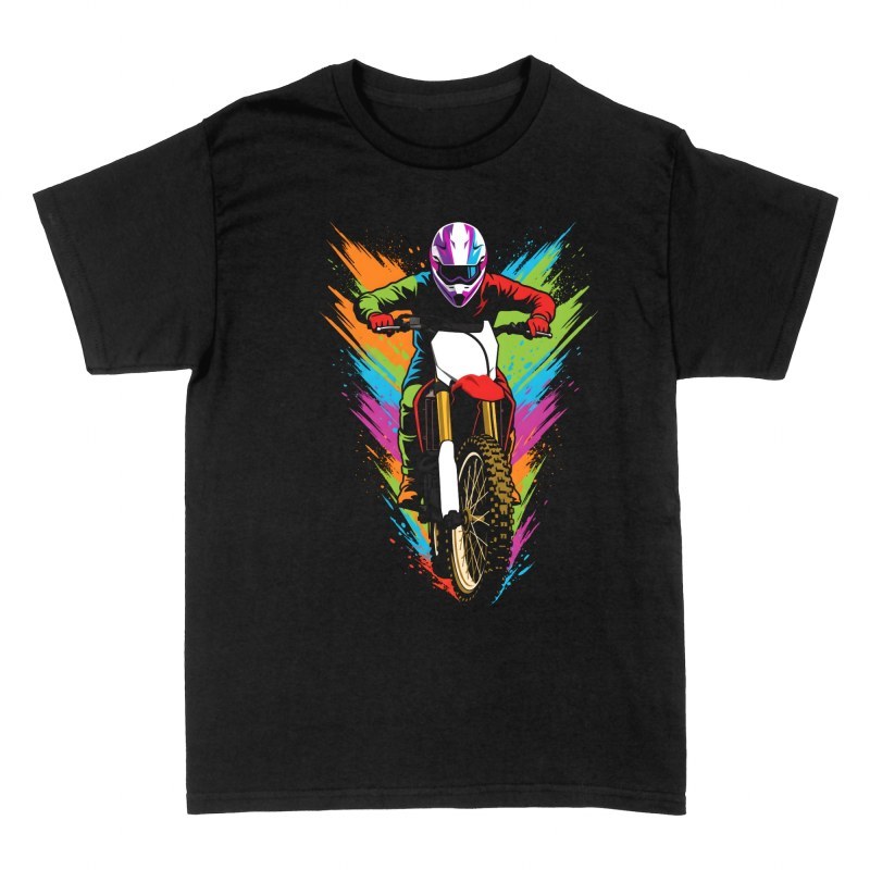 T-shirts: Pilote motocross et &eacute;claboussures color&eacute;es