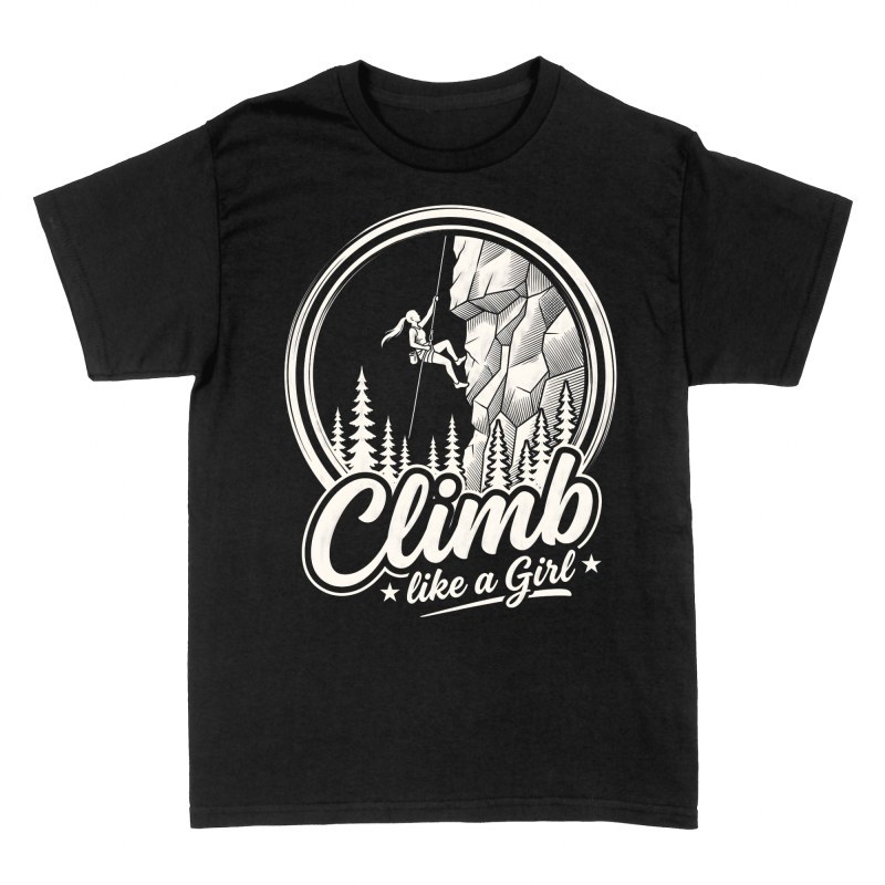 T-shirts: Grimpeuse et falaise en embl&egrave;me