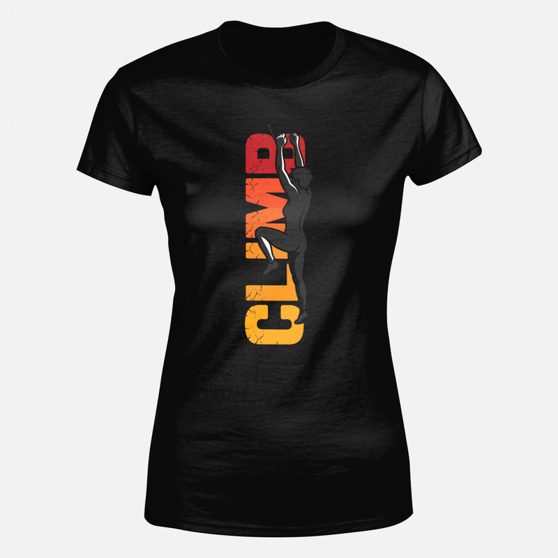 T-shirts: Silhouette femme escalade Climb r&eacute;tro