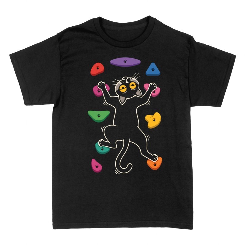 T-shirts: Chat noir grimpeur sur mur d'escalade