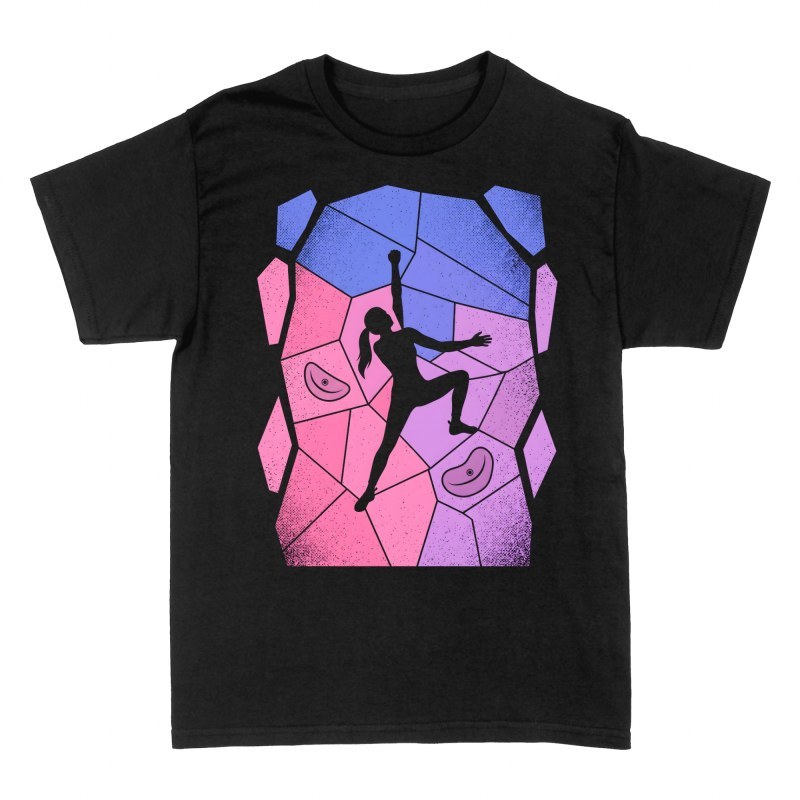 T-shirts: Grimpeuse sur mur d'escalade g&eacute;om&eacute;trique