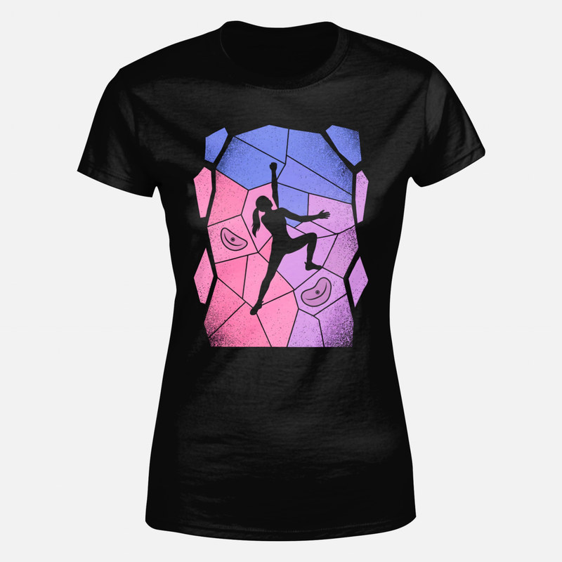 T-shirts: Grimpeuse sur mur d'escalade g&eacute;om&eacute;trique