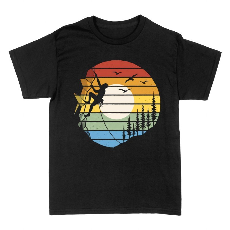 T-shirts: Grimpeur au coucher de soleil r&eacute;tro