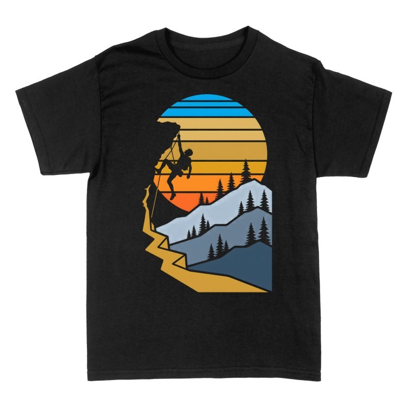 T-shirts: Grimpeur au coucher de soleil r&eacute;tro
