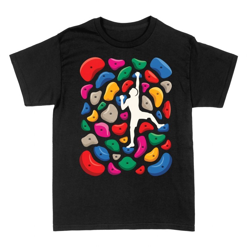 T-shirts: Grimpeur sur mur d'escalade color&eacute;