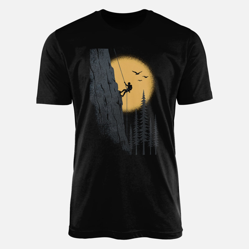 T-shirts: Grimpeur en rappel sur falaise