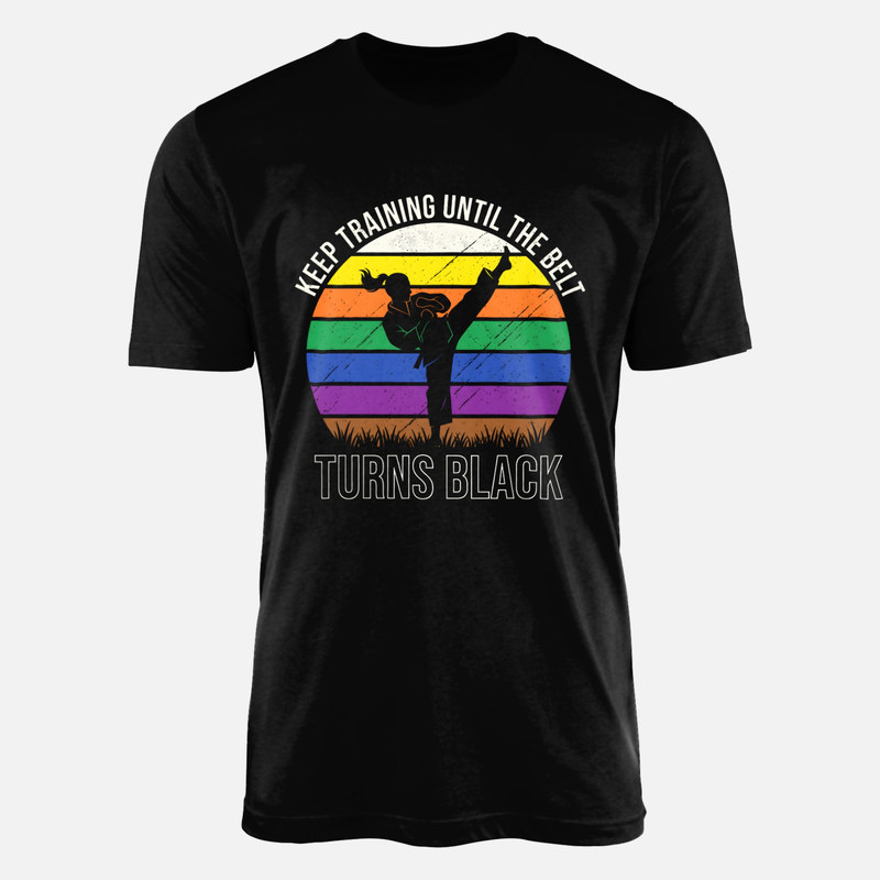 T-shirts: Ceinture noire karat&eacute; femme r&eacute;tro