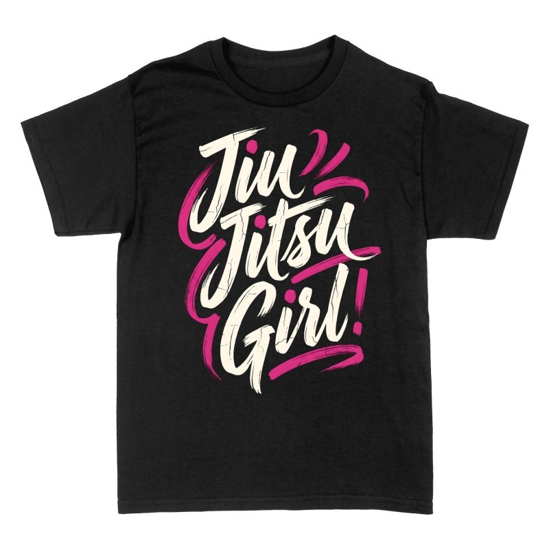 T-shirts: Fille jiu-jitsu typographie pinceau
