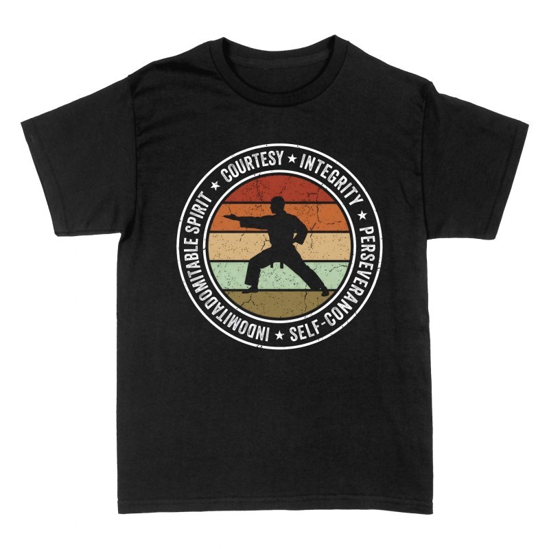 T-shirts: Principes du taekwondo silhouette r&eacute;tro