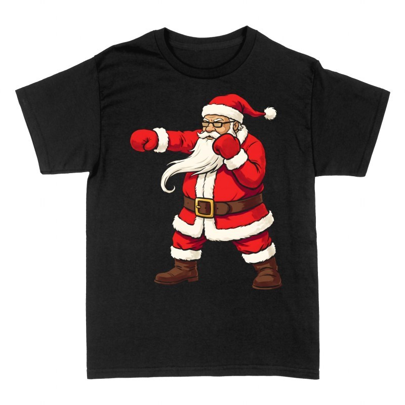 T-shirts: P&egrave;re No&euml;l boxeur en garde