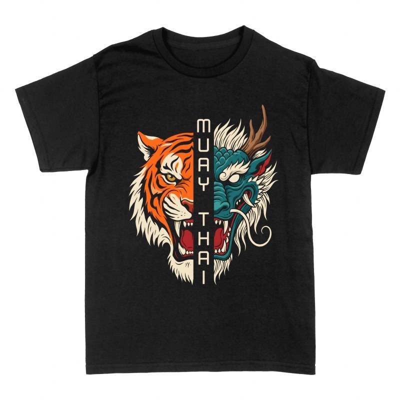T-shirts: Muay Thai tigre et dragon