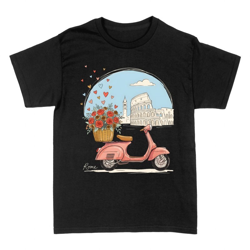 T-shirts: Scooter rose et fleurs &agrave; Rome