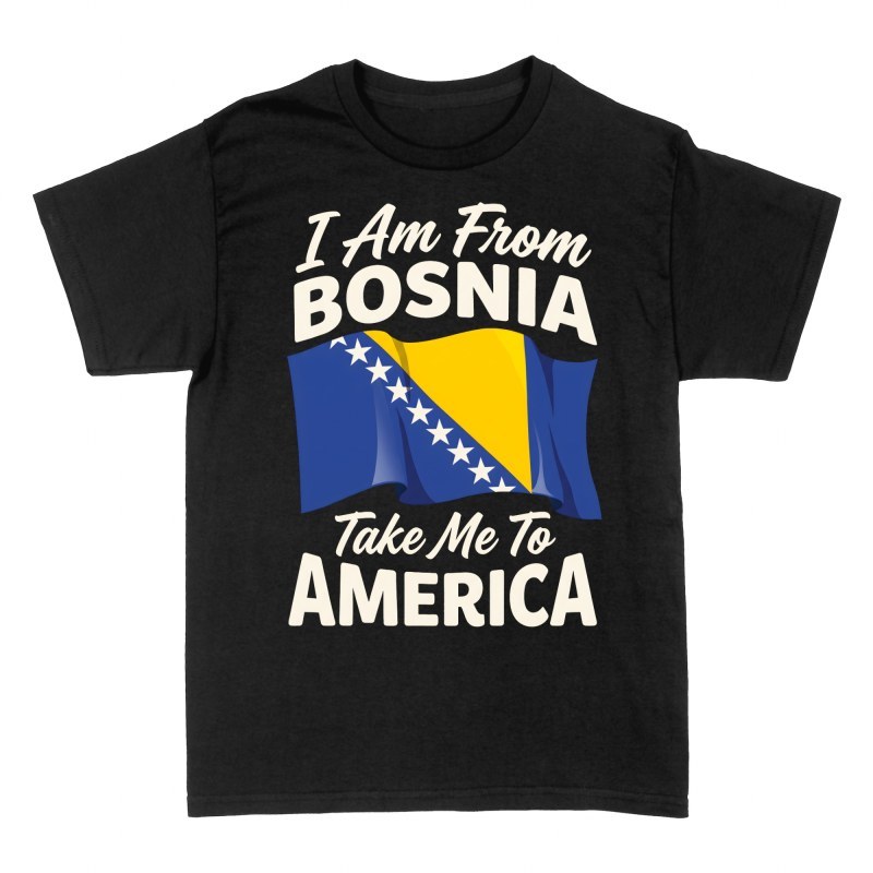 T-shirts: De Bosnie vers l'Am&eacute;rique avec drapeau