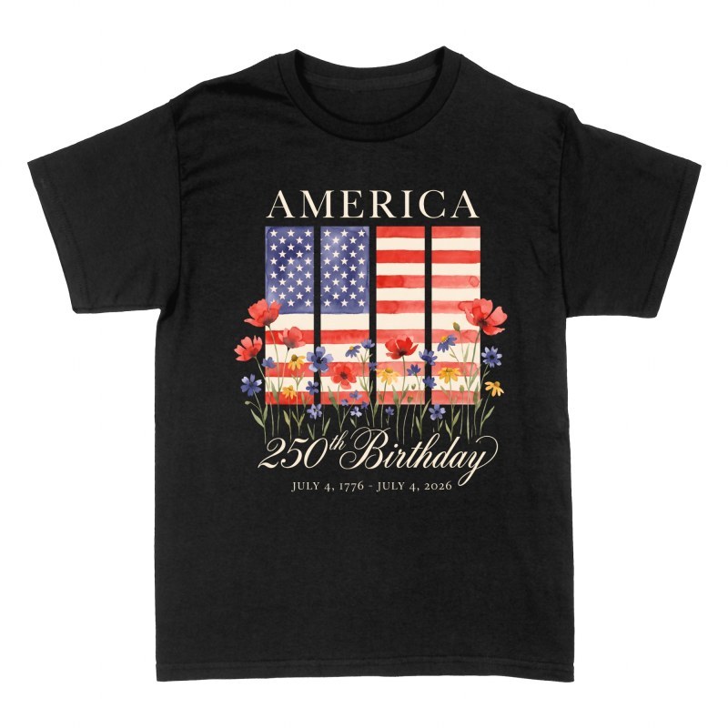 T-shirts: 250e anniversaire Am&eacute;rique aquarelle florale
