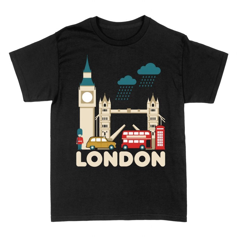 T-shirts: Ic&ocirc;nes de Londres sous la pluie