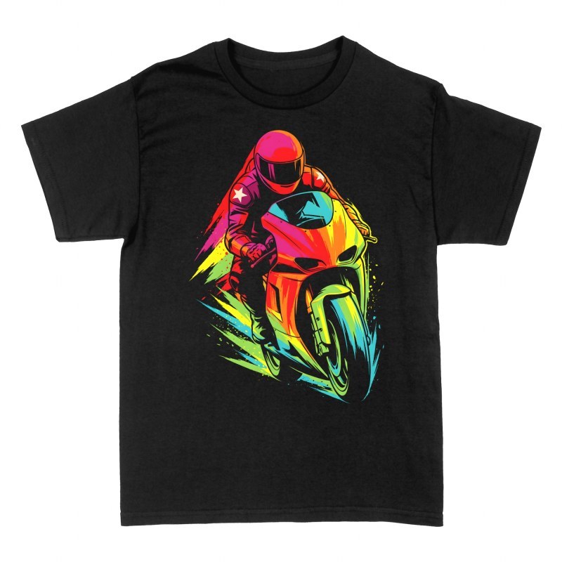T-shirts: Pilote de moto sportive multicolore