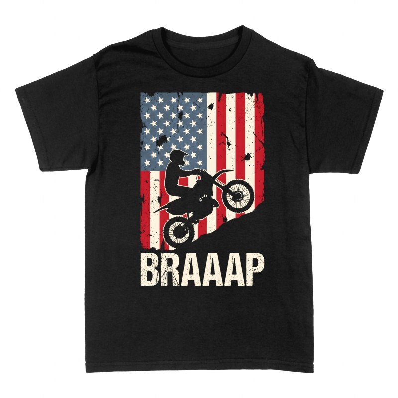 T-shirts: Pilote motocross drapeau am&eacute;ricain Braaap