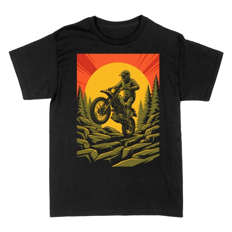 T-shirts: Saut enduro coucher de soleil et for&ecirc;t