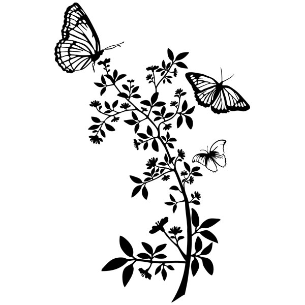 Stickers muraux: Papillons et branche fleurie