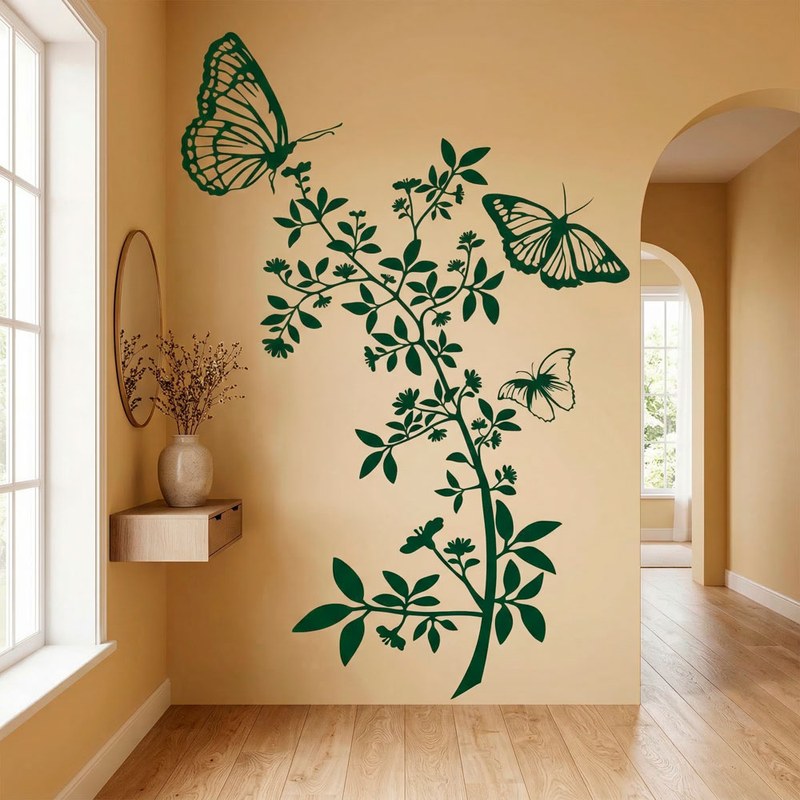 Papillons et branche fleurie 2