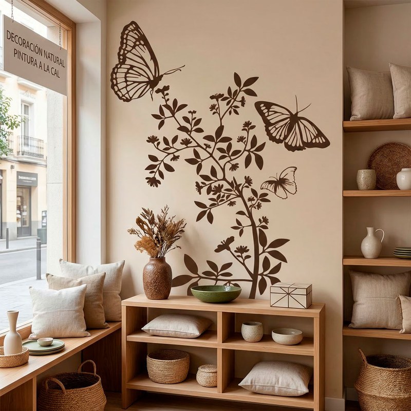 Papillons et branche fleurie 15