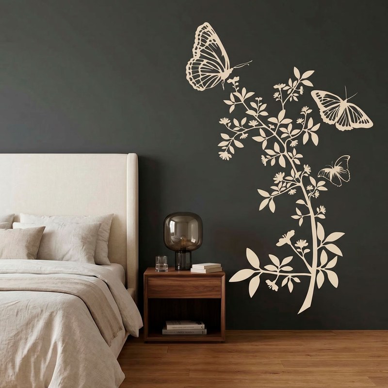 Papillons et branche fleurie 16