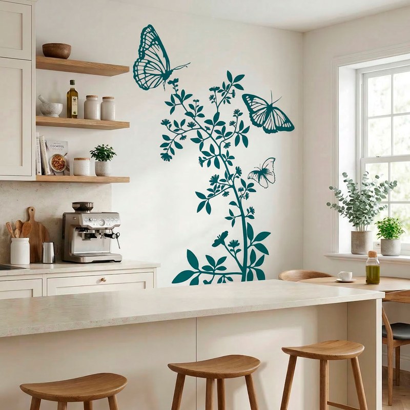 Papillons et branche fleurie 3