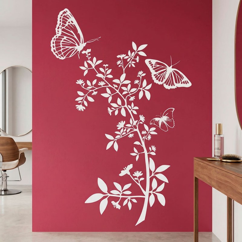 Papillons et branche fleurie 21