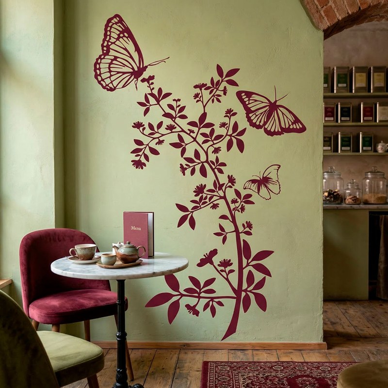 Papillons et branche fleurie 24