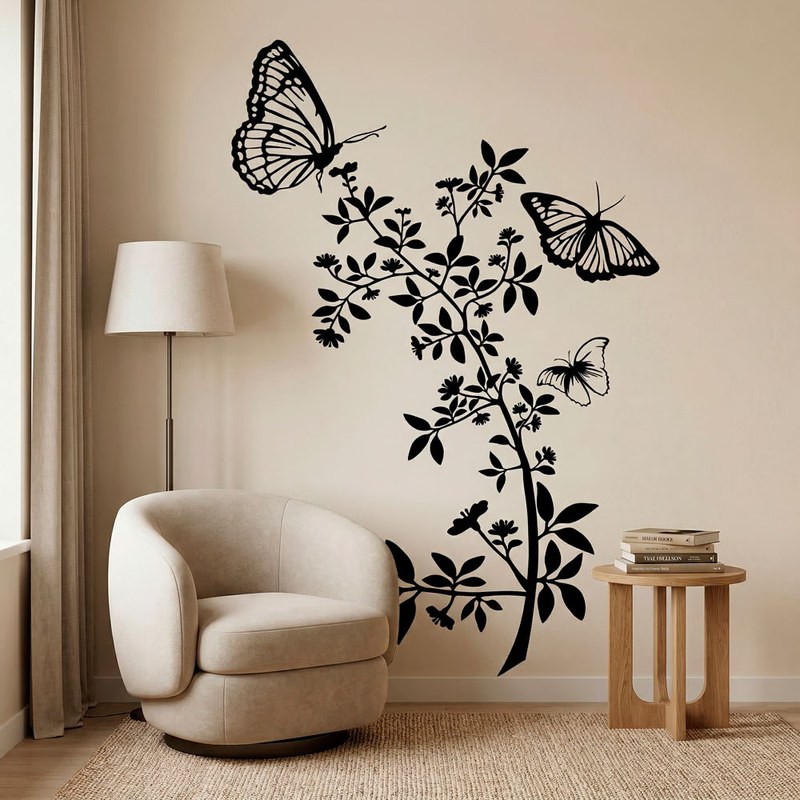 Papillons et branche fleurie 4
