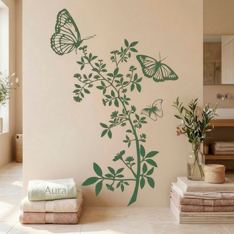 Papillons et branche fleurie 7