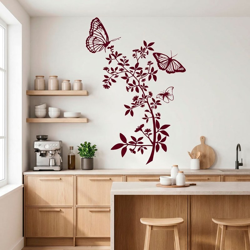 Papillons et branche fleurie 10