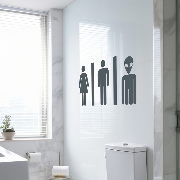 Sticker Porte WC Homme Femme Alien