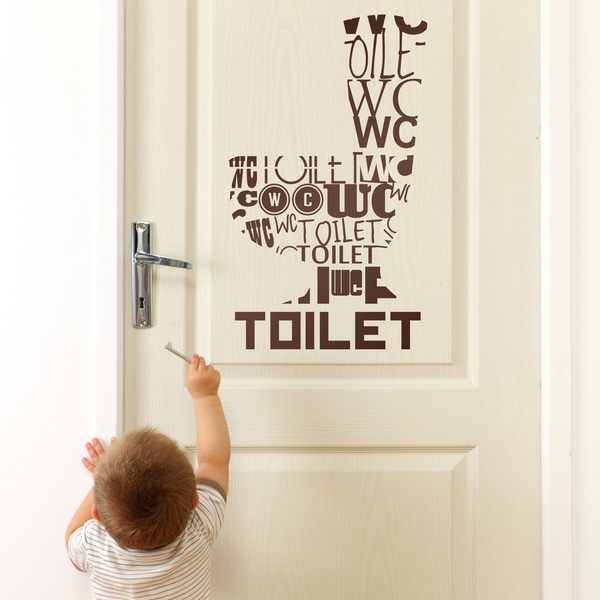 Poster pour porte ou sticker pour porte « Chat sur les toilettes » de Ditz