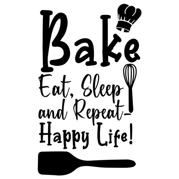 Stickers muraux: Bake eat, sleep and repeat